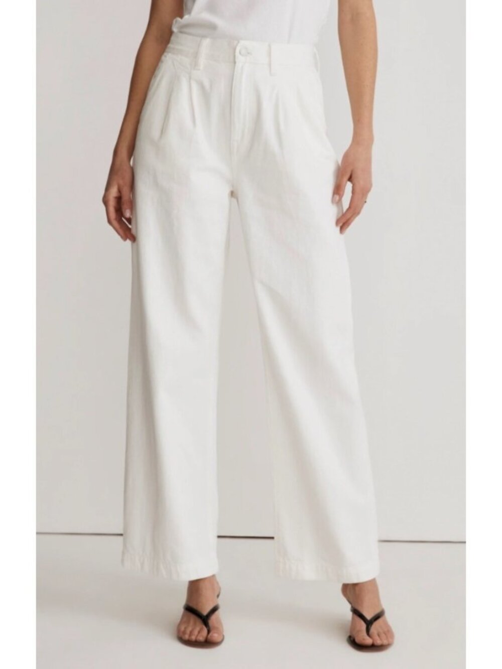 NEW Madewell the Harlow Wide-Leg Jeans Tile White Baggy Straight 33 Lightweight